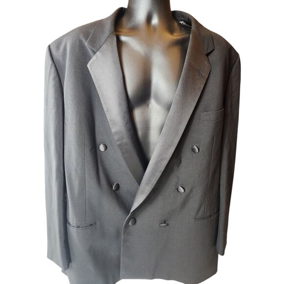 Perry Ellis Double Breasted Suit Jacket 50 Long Tuxedo Style Formal Blazer USA - Picture 8 of 16